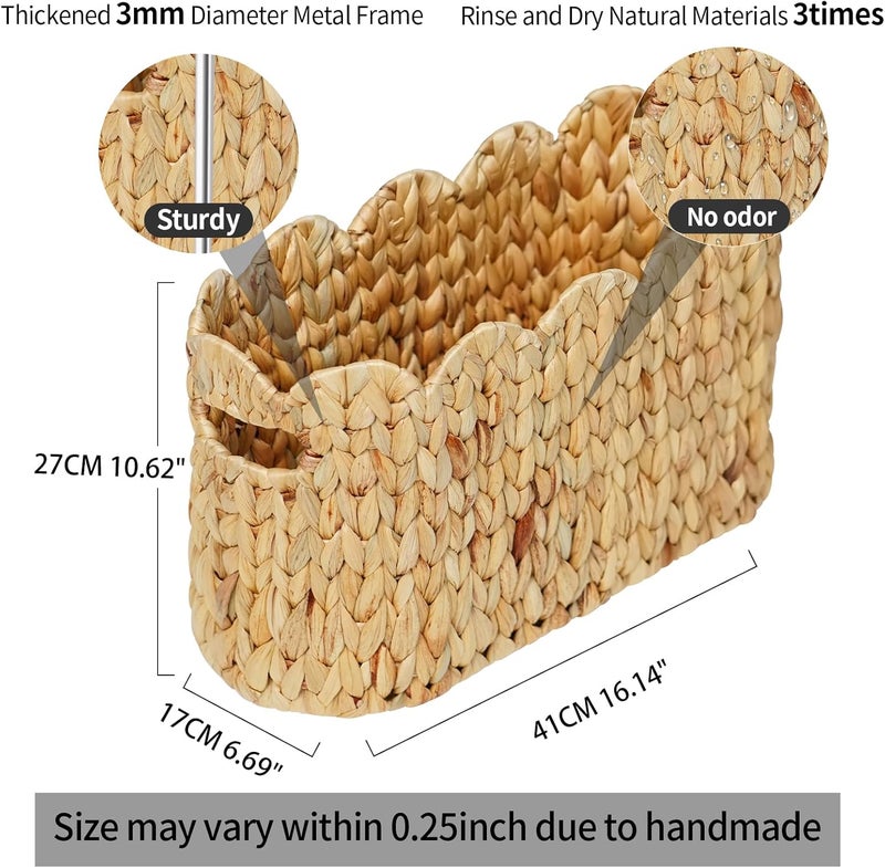Coeusy Toilet Paper Storage Basket,Scalloped Wicker Basket for Bathroom Organizers and Storage,Hand-Woven Rattan Bathroom Decor Accessories,Natural Water Hyacinth - Image 4